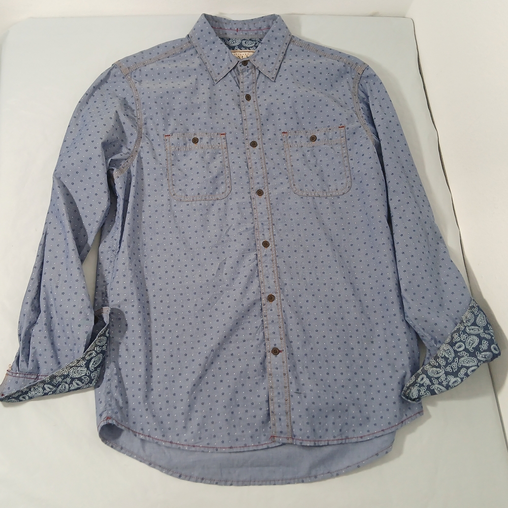 Casual Blue Patterned Button Down Shirt